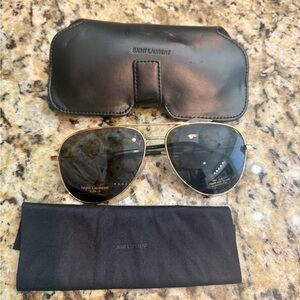 Saint Laurent Gold Frame Classic 11 Aviator Sunglasses